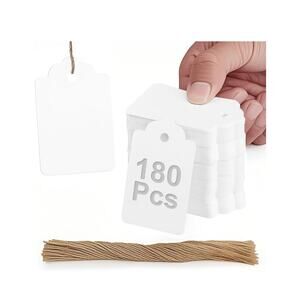 180 Pcs Gift Tags with String Attached Kraft Paper (White 180pcs)